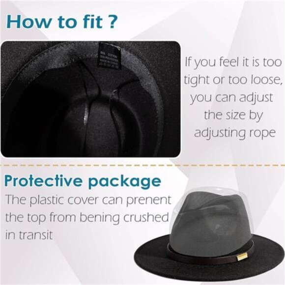 Fedora Hats for Men Wide Brim Panama Hat with Classic Belt - Picture 5 of 5